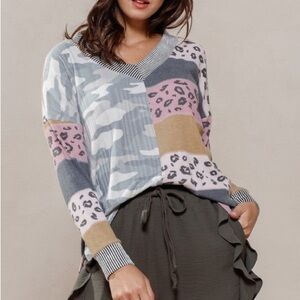 Boutique ODDY Camouflage/Leopard Long Sleeve Top